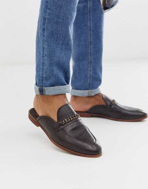 KG by Kurt Geiger Wide Fit backless leather loafer in black | ASOS