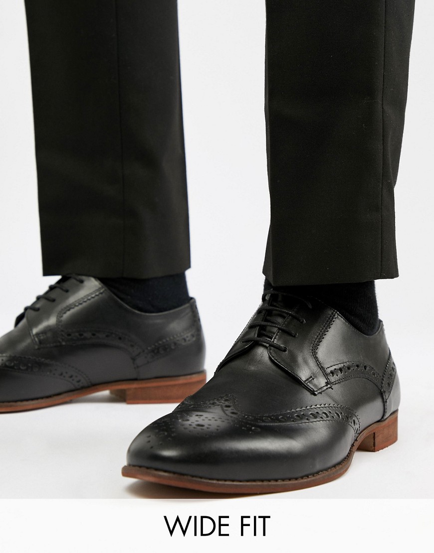 KG By Kurt Geiger Wide Fit Brogues In Black Leather