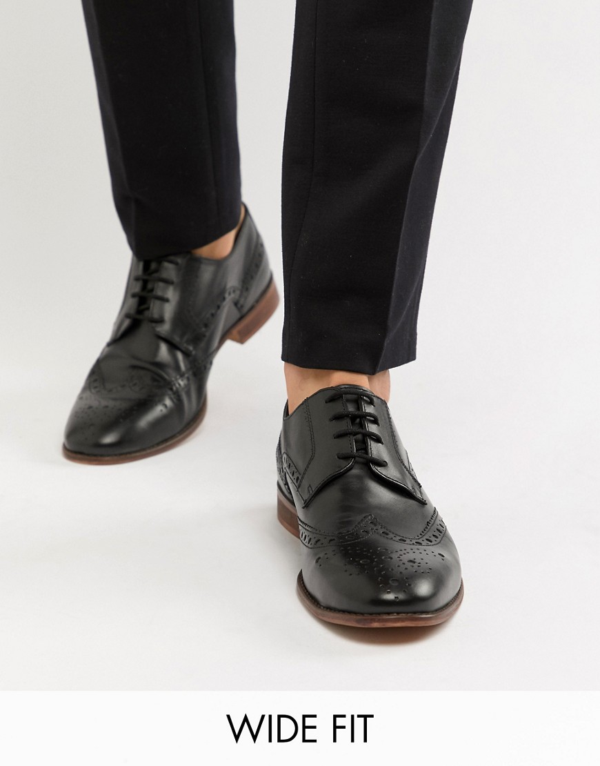 KG by Kurt Geiger wide fit leather brogue shoes-Black