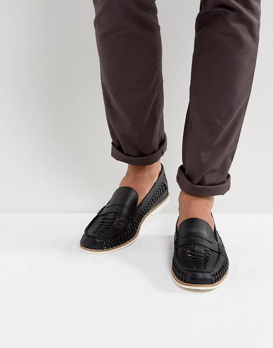KG By Kurt Geiger Woven Loafers In Black Leather