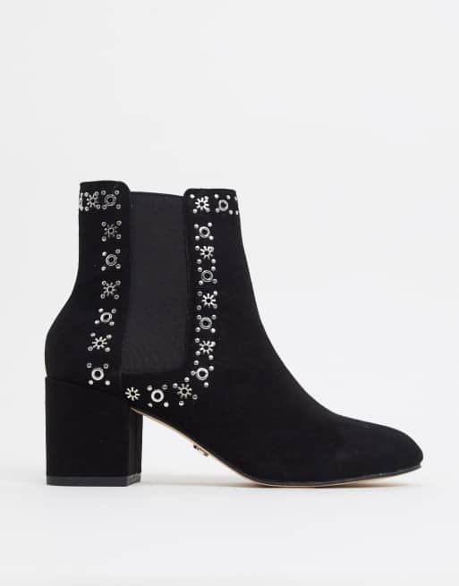 flat leather chelsea boots with studs