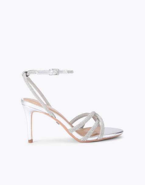 KG Kurt Geiger Abra heel heeled sandals in silver - view 1