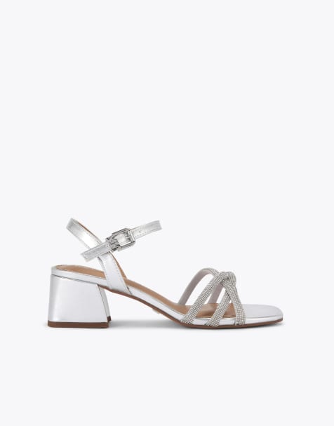 KG Kurt Geiger Abra heeled sandals in silver combination - view 1