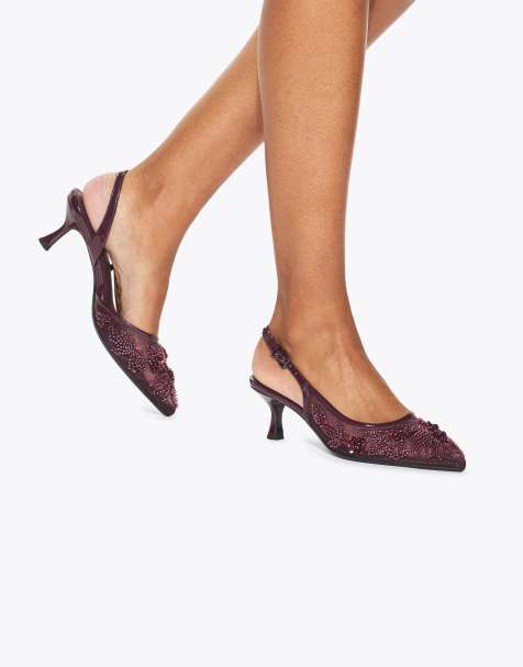 KG Kurt Geiger Aria low bead heeled shoes in wine - view 1