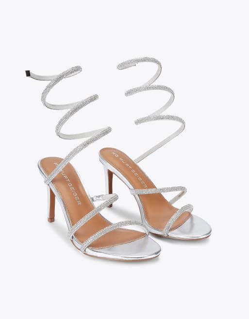 KG Kurt Geiger Athena heeled sandals in silver, 3 of 4