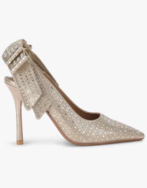 KG Kurt Geiger Aura bow court heeled shoes in gold combination - view 1
