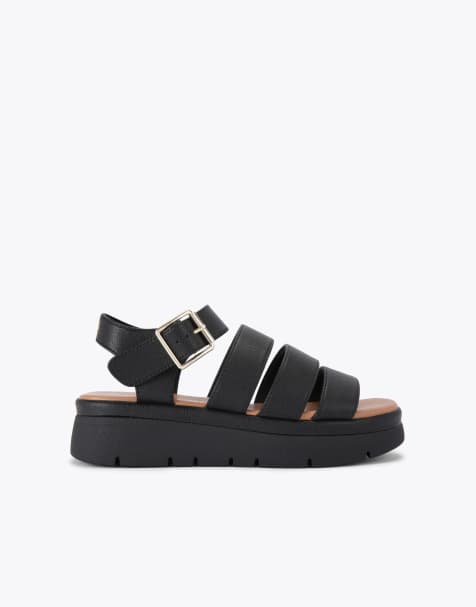 KG Kurt Geiger Daisy cage flat sandals in black - view 1