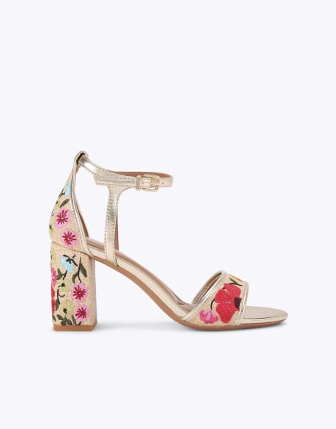 KG Kurt Geiger Faryn embroidery heeled sandals in beige combination - view 1