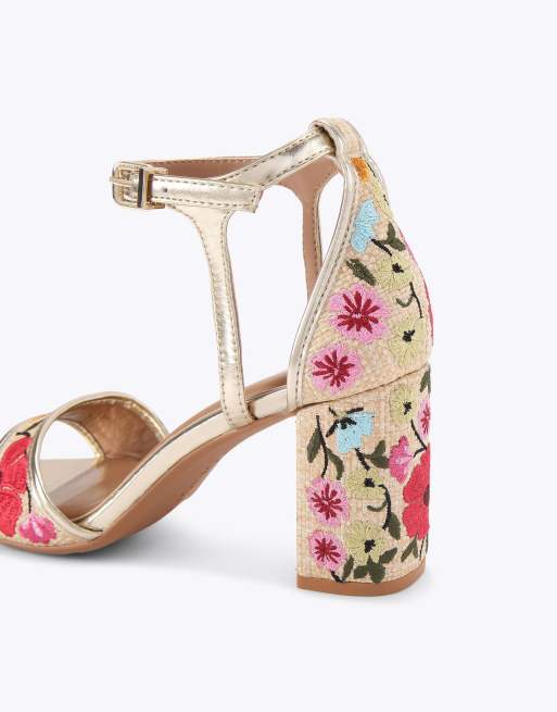 KG Kurt Geiger Faryn embroidery heeled sandals in beige combination, 2 of 4