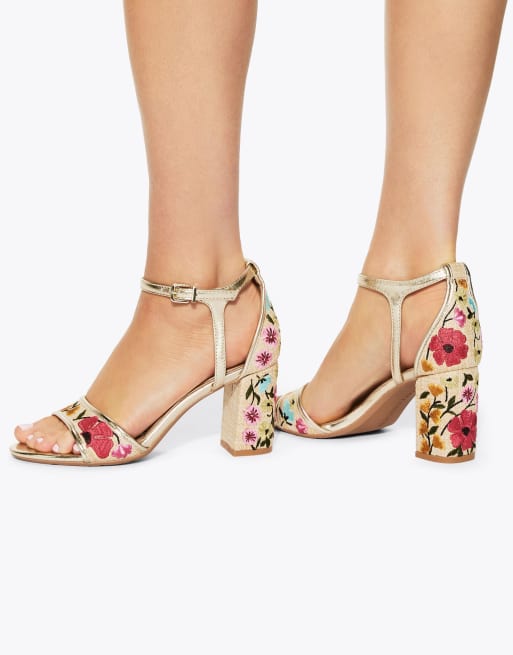 KG Kurt Geiger Faryn embroidery heeled sandals in beige combination, 4 of 4