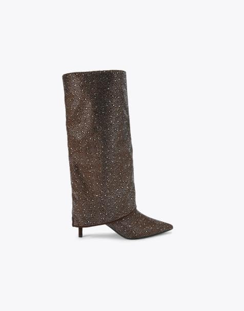 KG Kurt Geiger Fate high leg gem knee boots in bronze - view 1