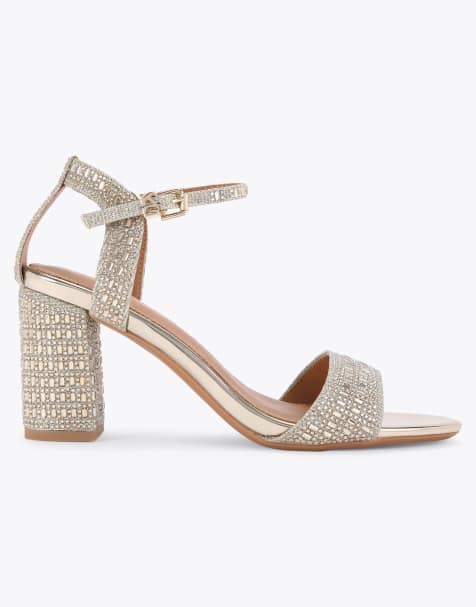 KG Kurt Geiger Fleur bling heeled sandals in gold - view 1