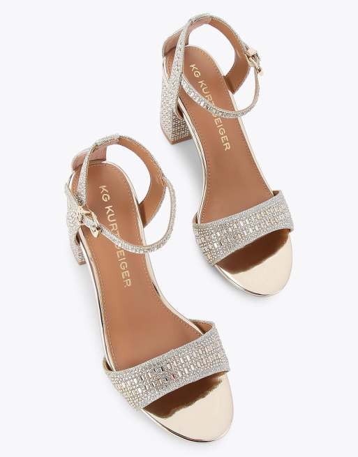 KG Kurt Geiger Fleur bling heeled sandals in gold, 2 of 4