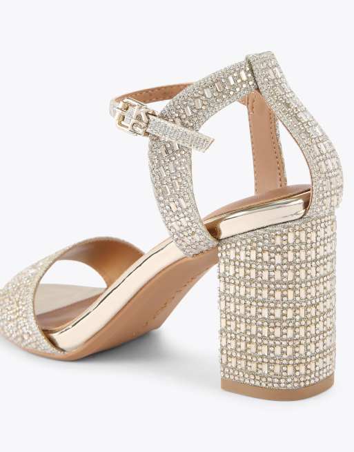 KG Kurt Geiger Fleur bling heeled sandals in gold, 3 of 4