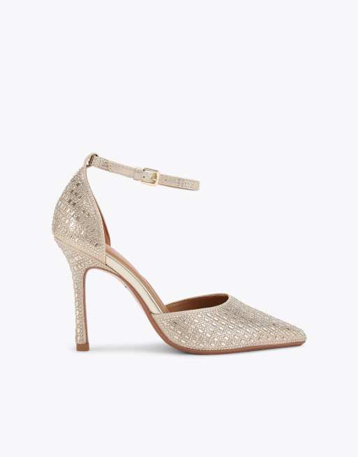 KG Kurt Geiger Fleur court heeled shoes in gold combination, 4 of 4