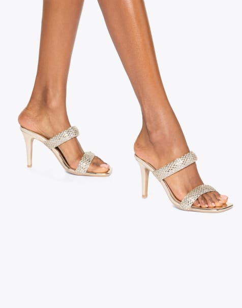 KG Kurt Geiger Fleur mule heeled sandals in gold - view 1
