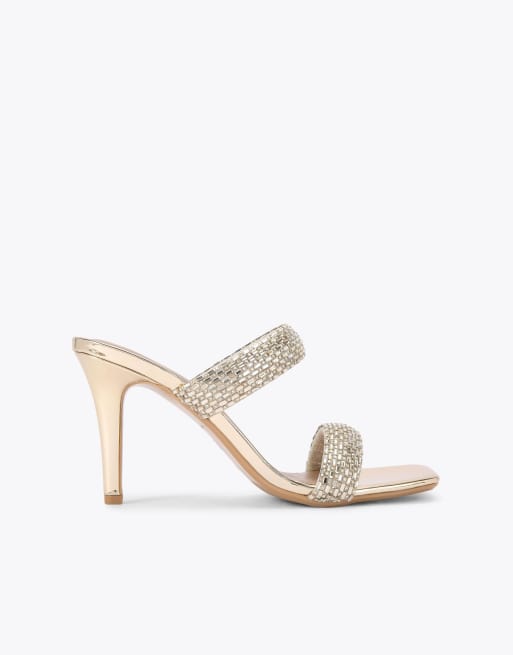 KG Kurt Geiger Fleur mule heeled sandals in gold, 2 of 4