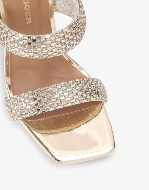 KG Kurt Geiger Fleur mule heeled sandals in gold, 3 of 4