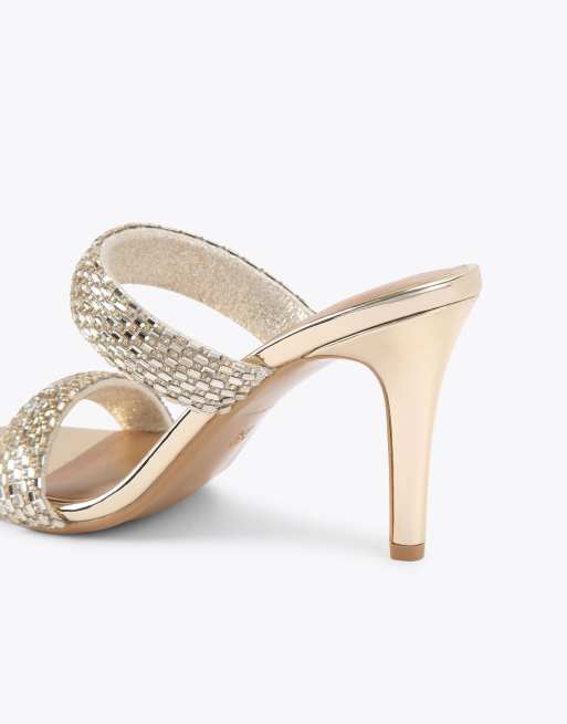 KG Kurt Geiger Fleur mule heeled sandals in gold, 4 of 4