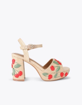  Fleur platform heeled sandals in beige combination