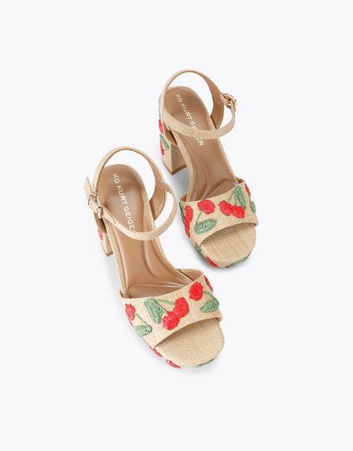 KG Kurt Geiger Fleur platform heeled sandals in beige combination, 2 of 4