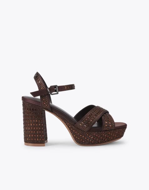 KG Kurt Geiger Fleur platform heeled sandals in brown - view 1