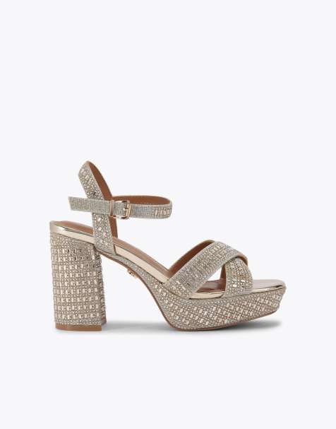 KG Kurt Geiger Fleur platform heeled sandals in gold - view 1