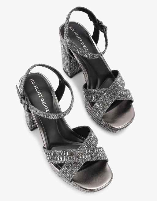 KG Kurt Geiger Fleur platform heeled sandals in pewter, 2 of 4