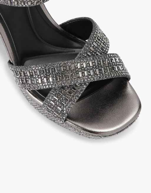KG Kurt Geiger Fleur platform heeled sandals in pewter, 3 of 4