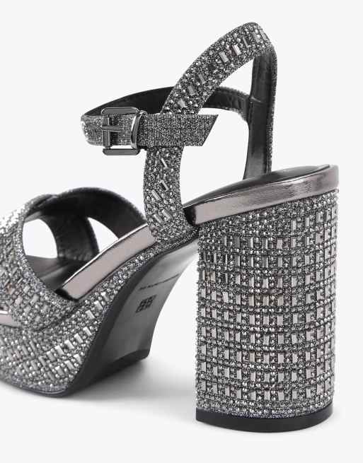 KG Kurt Geiger Fleur platform heeled sandals in pewter, 4 of 4