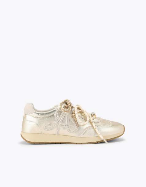 KG Kurt Geiger Lala real suede trainers in gold combination - view 1