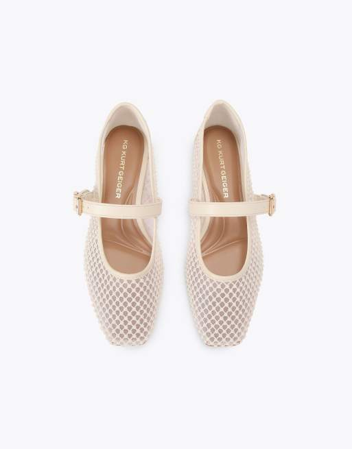 KG Kurt Geiger Nina mesh ballets in bone combination, 2 of 4
