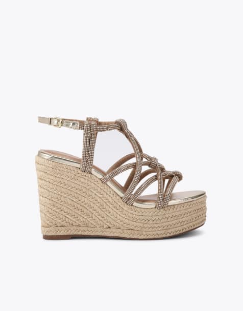 KG Kurt Geiger Perla wedge heeled sandals in gold - view 1