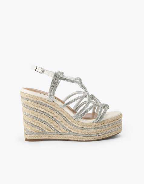 KG Kurt Geiger Perla wedge heeled sandals in silver - view 1