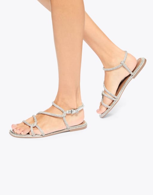 KG Kurt Geiger Priya flat sandals in silver, 3 of 4