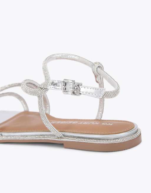 KG Kurt Geiger Priya flat sandals in silver, 4 of 4