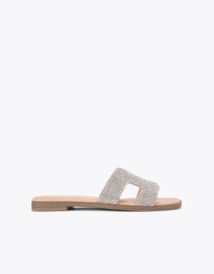 KG Kurt Geiger Raven bling flat sandals in silver