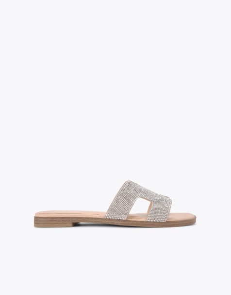 KG Kurt Geiger Raven bling flat sandals in silver - view 1