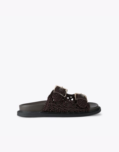 KG Kurt Geiger Rhoda flat sandals in dark brown - view 1