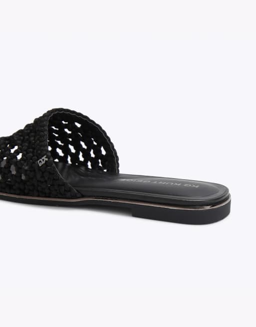 KG Kurt Geiger Rhoda mule flat sandals in black, 3 of 4