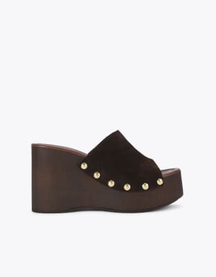  Rua wedge heeled sandals in dark brown