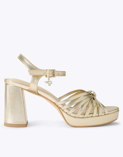KG Kurt Geiger Signal platform heeled sandals in gold - view 1