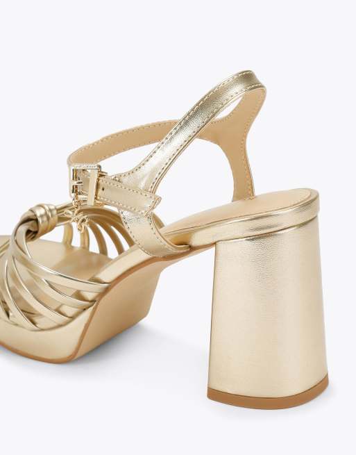 KG Kurt Geiger Signal platform heeled sandals in gold, 3 of 4
