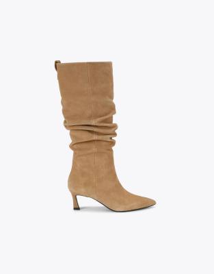  Stark rouche knee boots in camel suede
