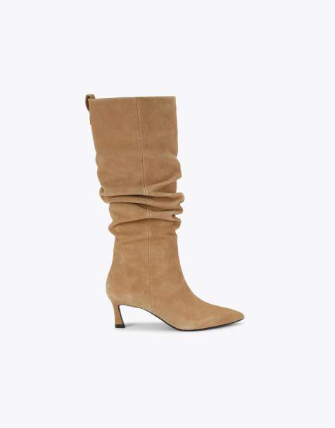 KG Kurt Geiger Stark rouche knee boots in camel suede - view 1