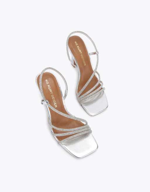 KG Kurt Geiger Sweetie sandal gem heeled sandals in silver combination, 2 of 4