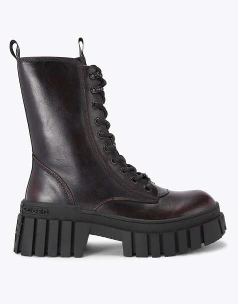 KG Kurt Geiger Tegan lace up low ankle boots in wine - view 1