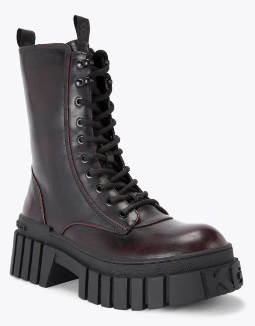 KG Kurt Geiger Tegan lace up low ankle boots in wine, 2 of 4