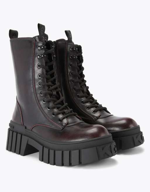 KG Kurt Geiger Tegan lace up low ankle boots in wine, 4 of 4
