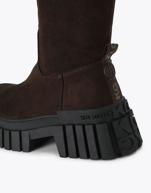 KG Kurt Geiger Tegan sock knee2 knee boots in brown, 4 of 4